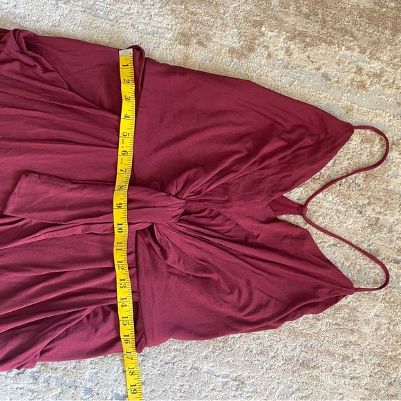 Moulinette Soeurs Willa Jersey Knit Jumpsuit Burgundy Red Racer Back Wide Leg: L - Picture 6 of 13